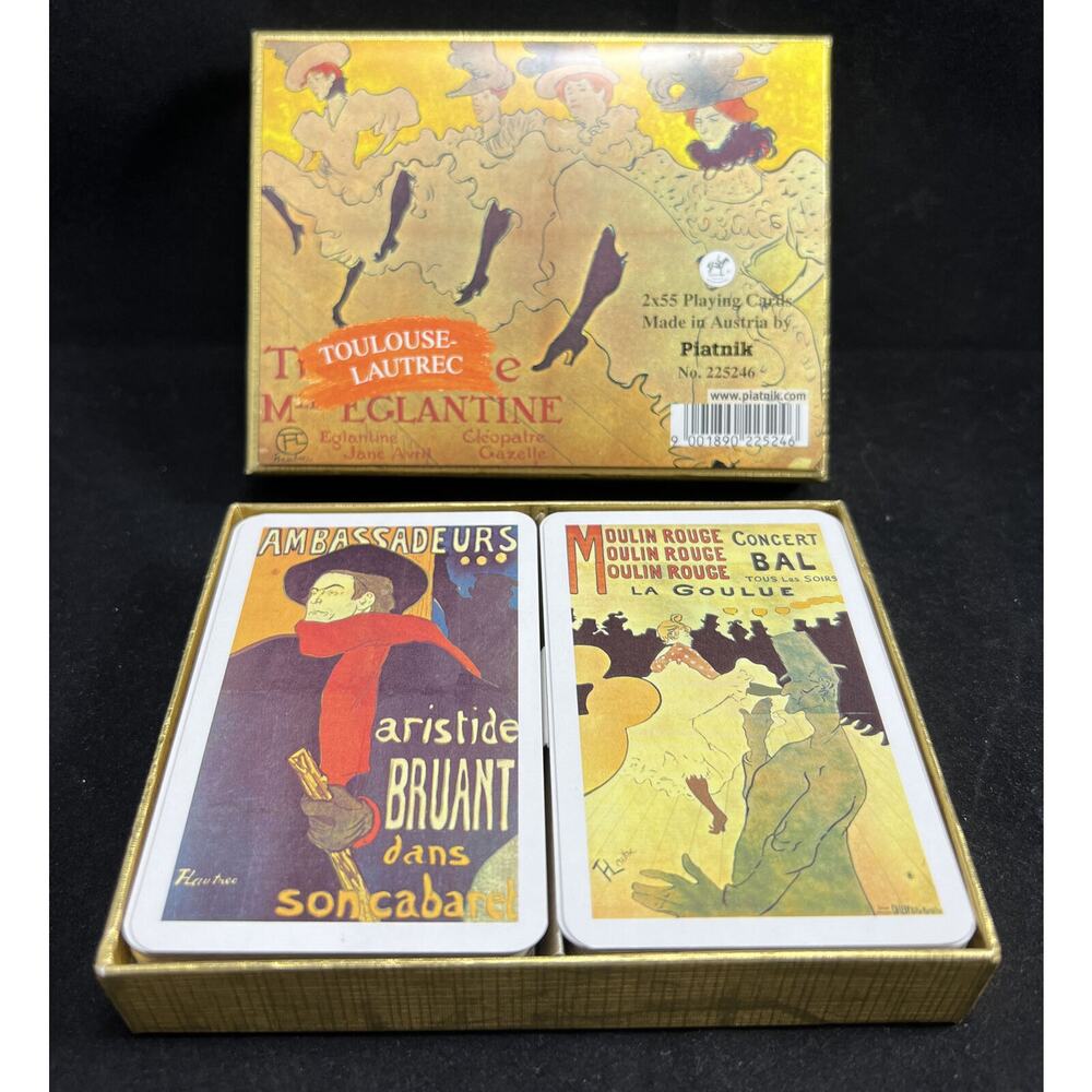 CARDS Double Deck of Playing Cards Toulouse Lautrec Piatnik Moulin Rouge 2252